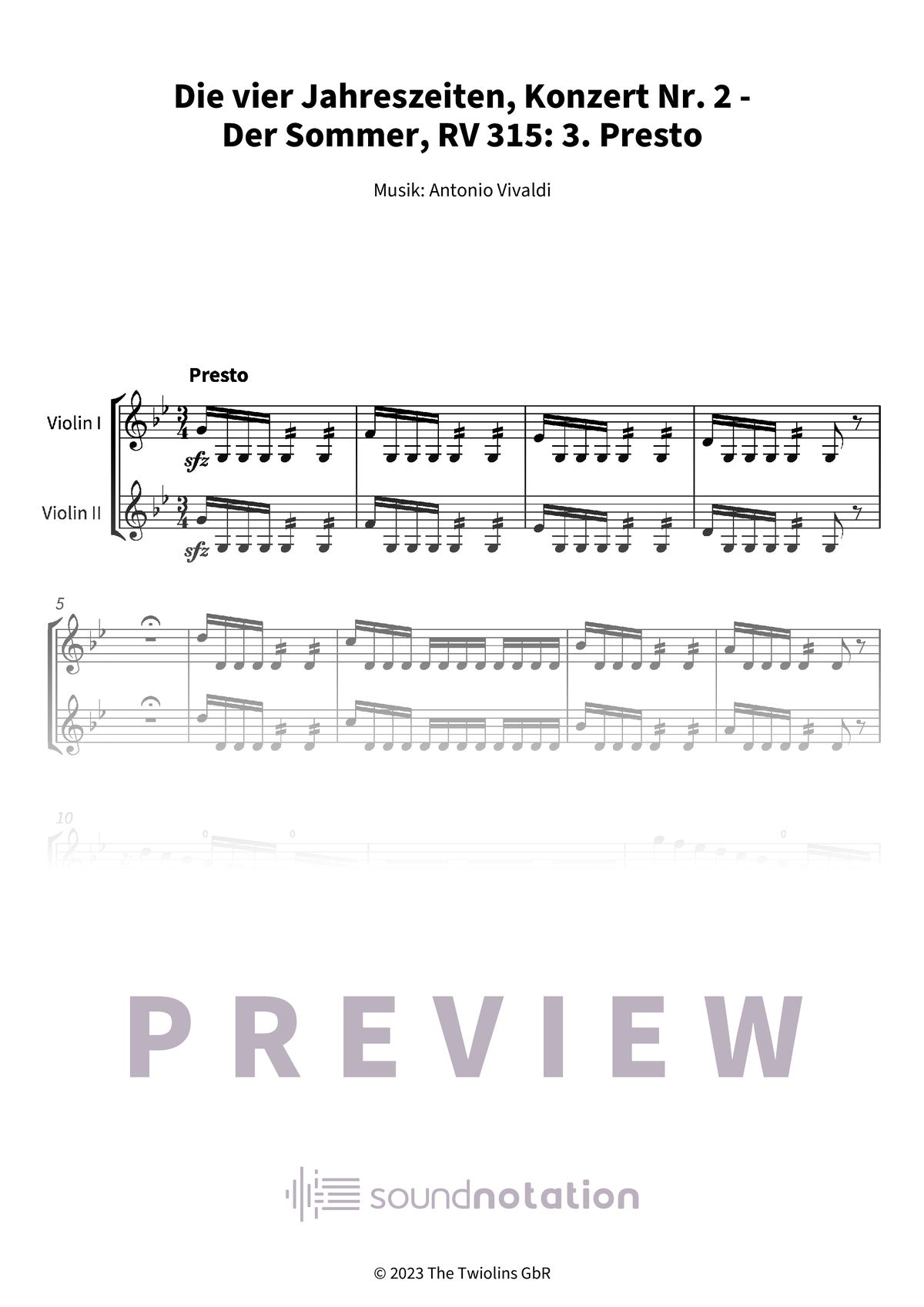 Die vier Jahreszeiten, Konzert Nr. 2 - Der Sommer - Preview Page 1
