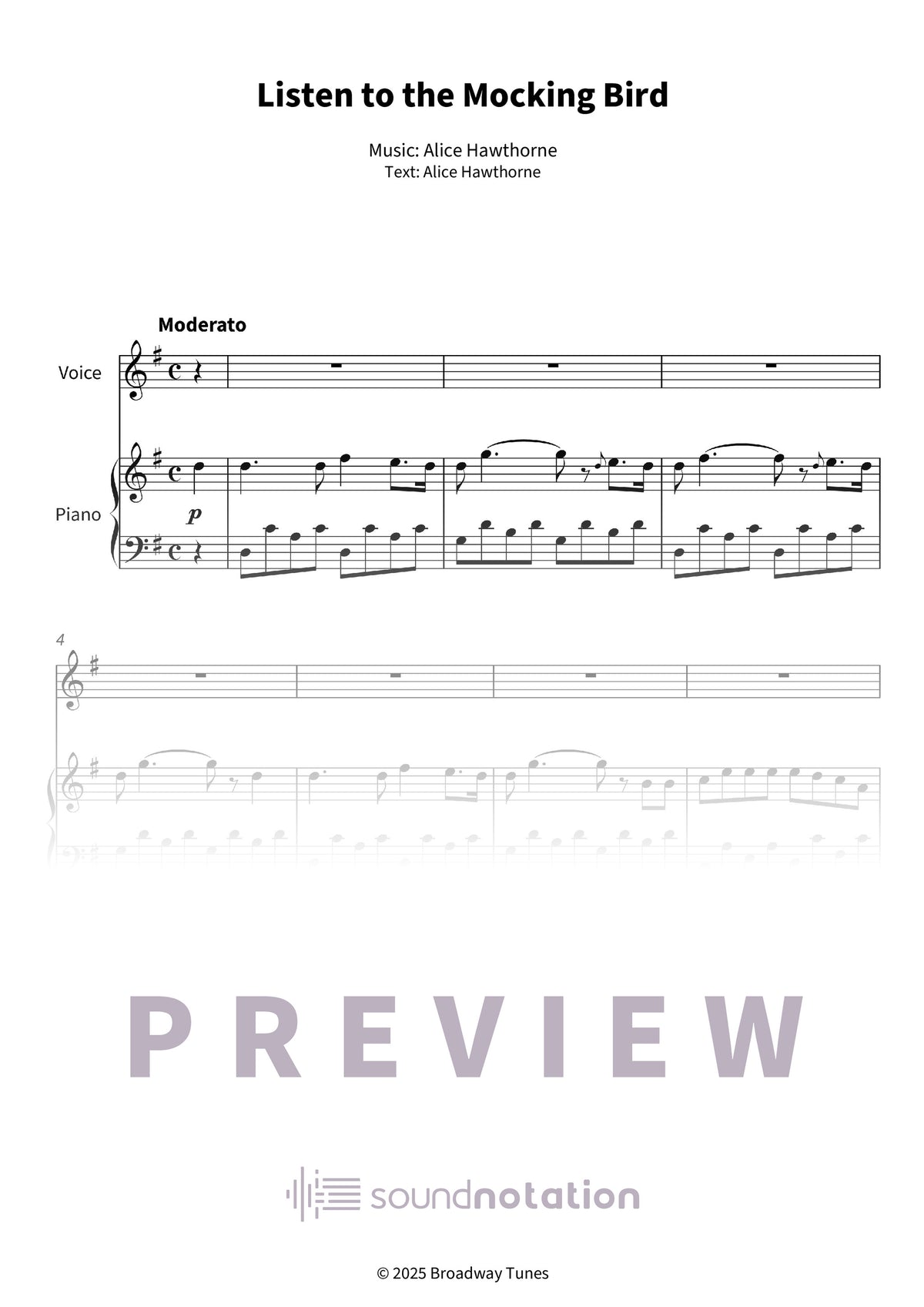Listen to the Mocking Bird - Preview Page 1