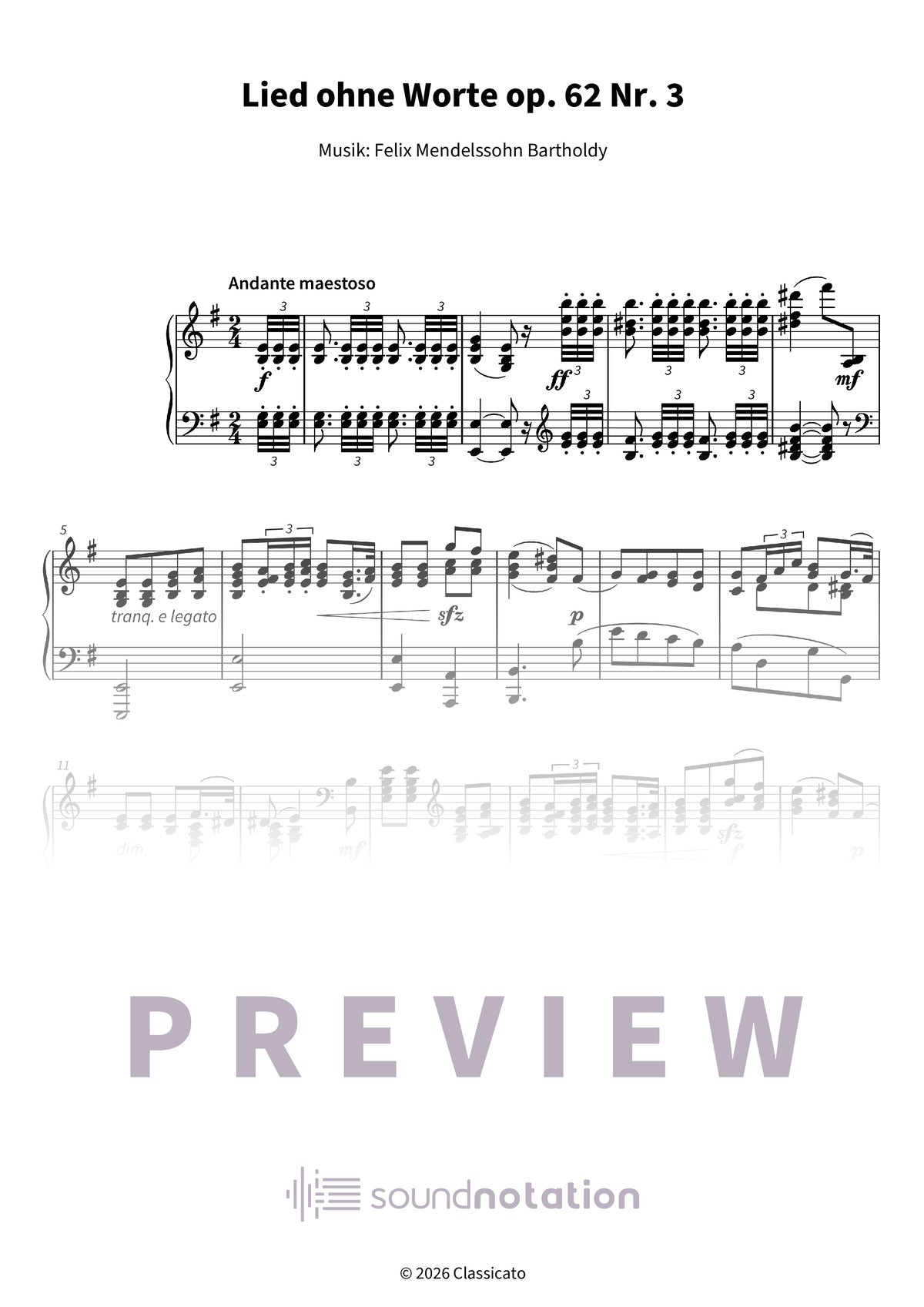 Lied ohne Worte op. 62 Nr. 3 - Preview Page 1
