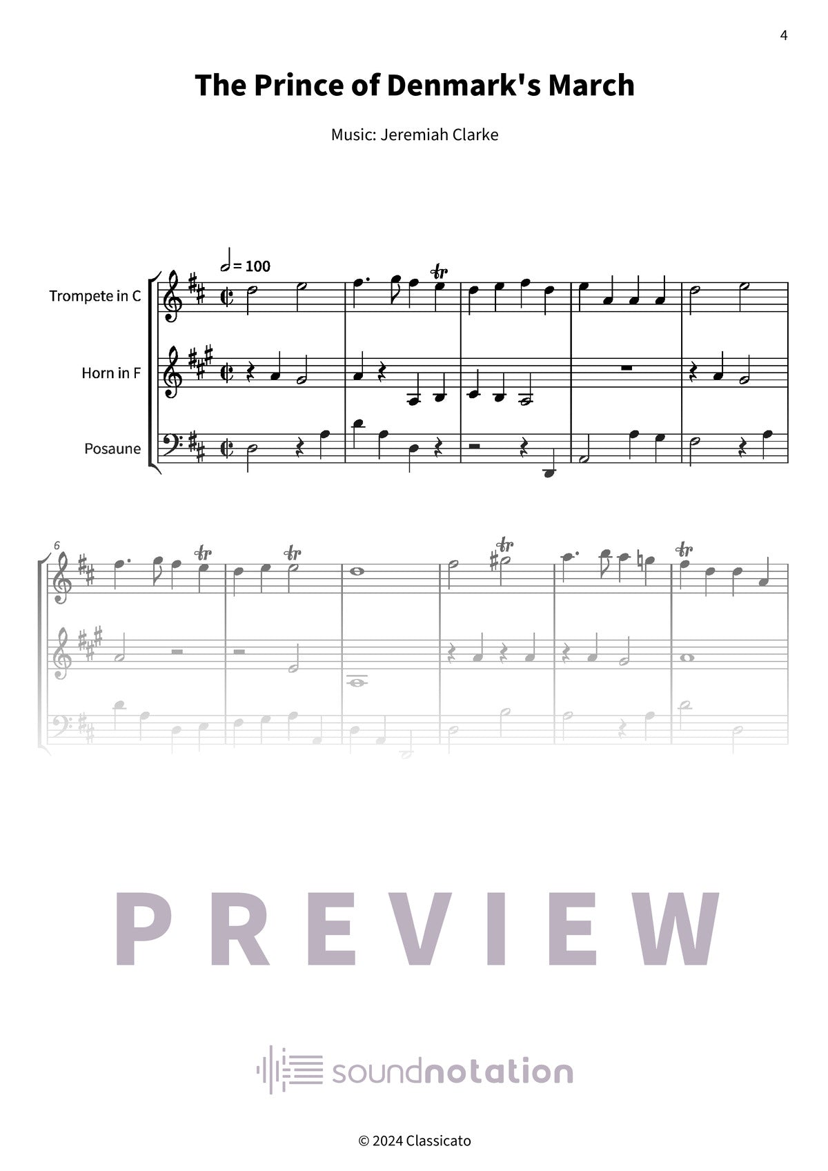The Prince of Denmark's March - Preview Page 1