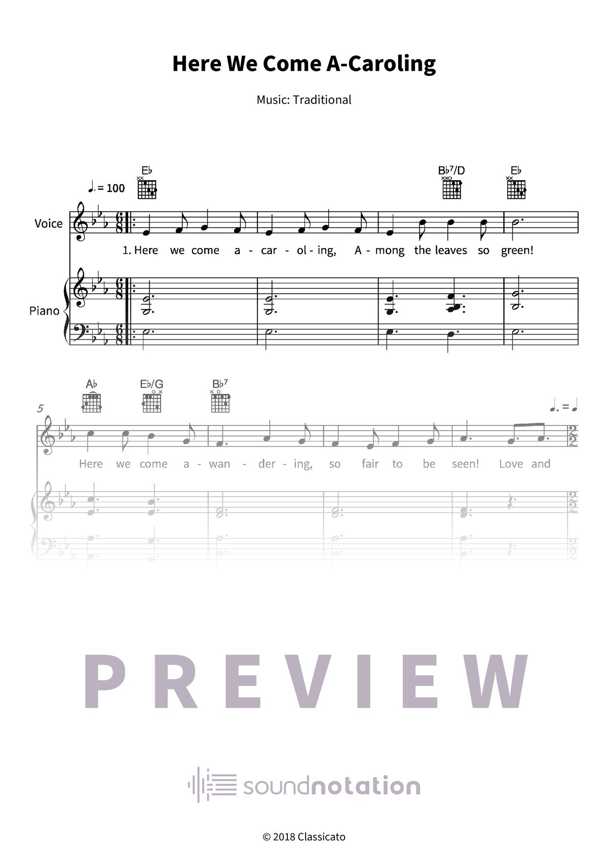 Here We Come A-Caroling - Preview Page 1