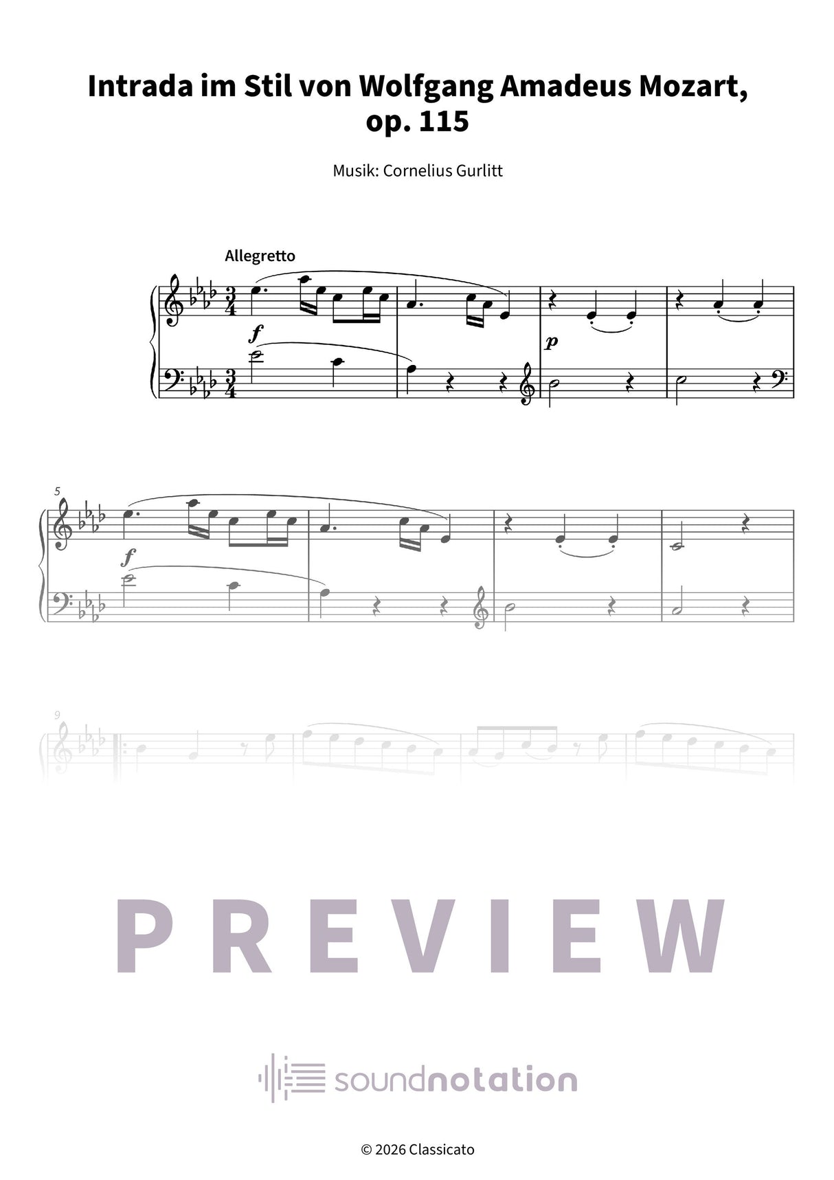 Intrada im Stil Mozarts über „Ach du lieber Augustin“ - Preview Page 1