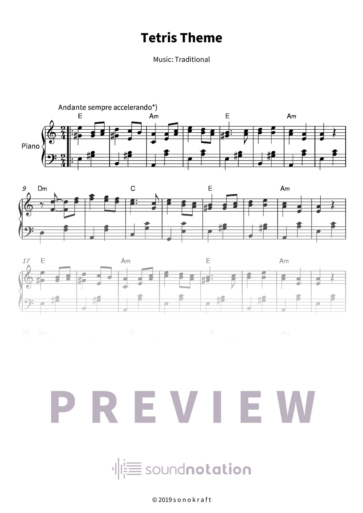 Tetris Theme - Preview Page 1