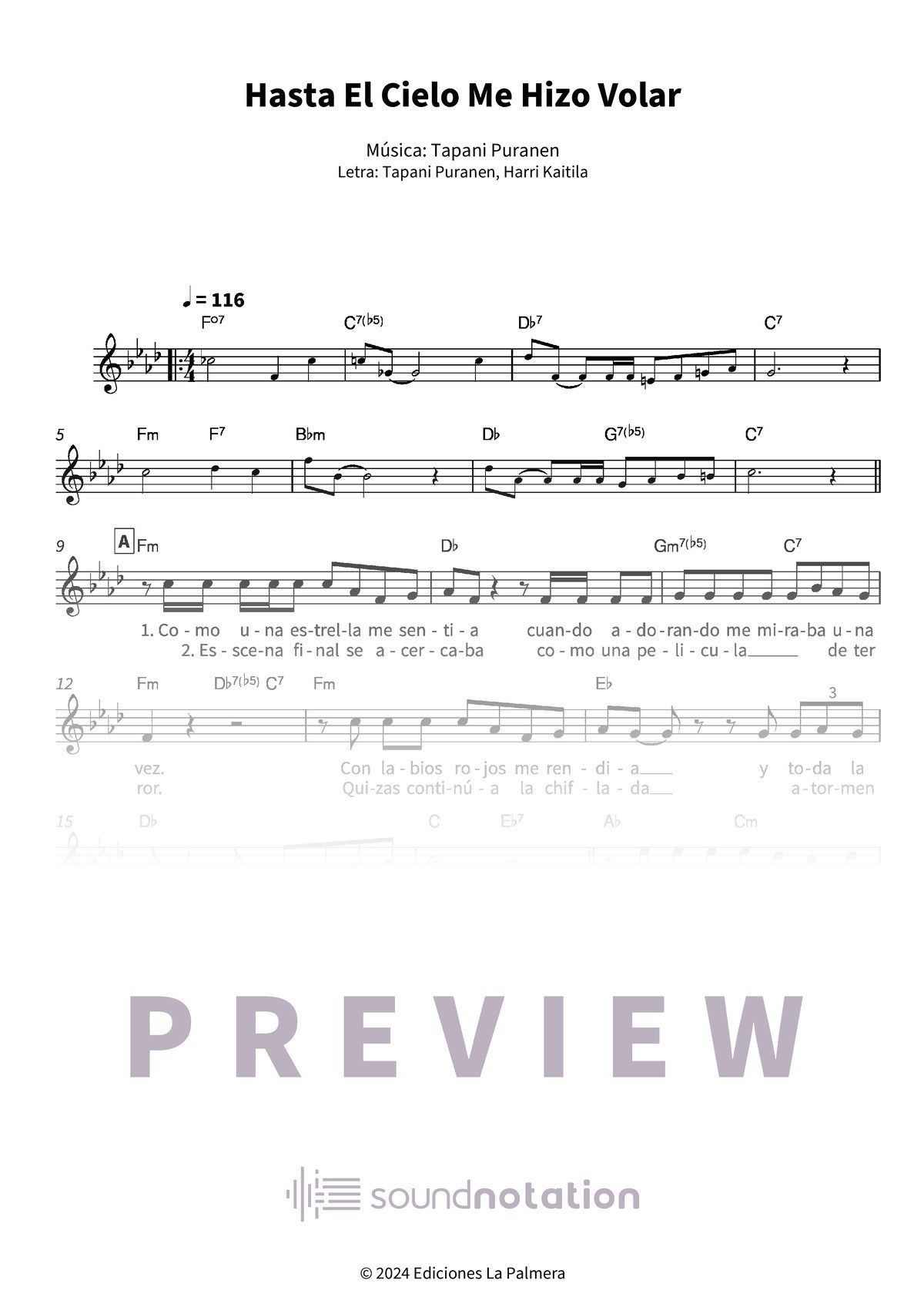 Hasta El Cielo Me Hizo Volar - Preview Page 1