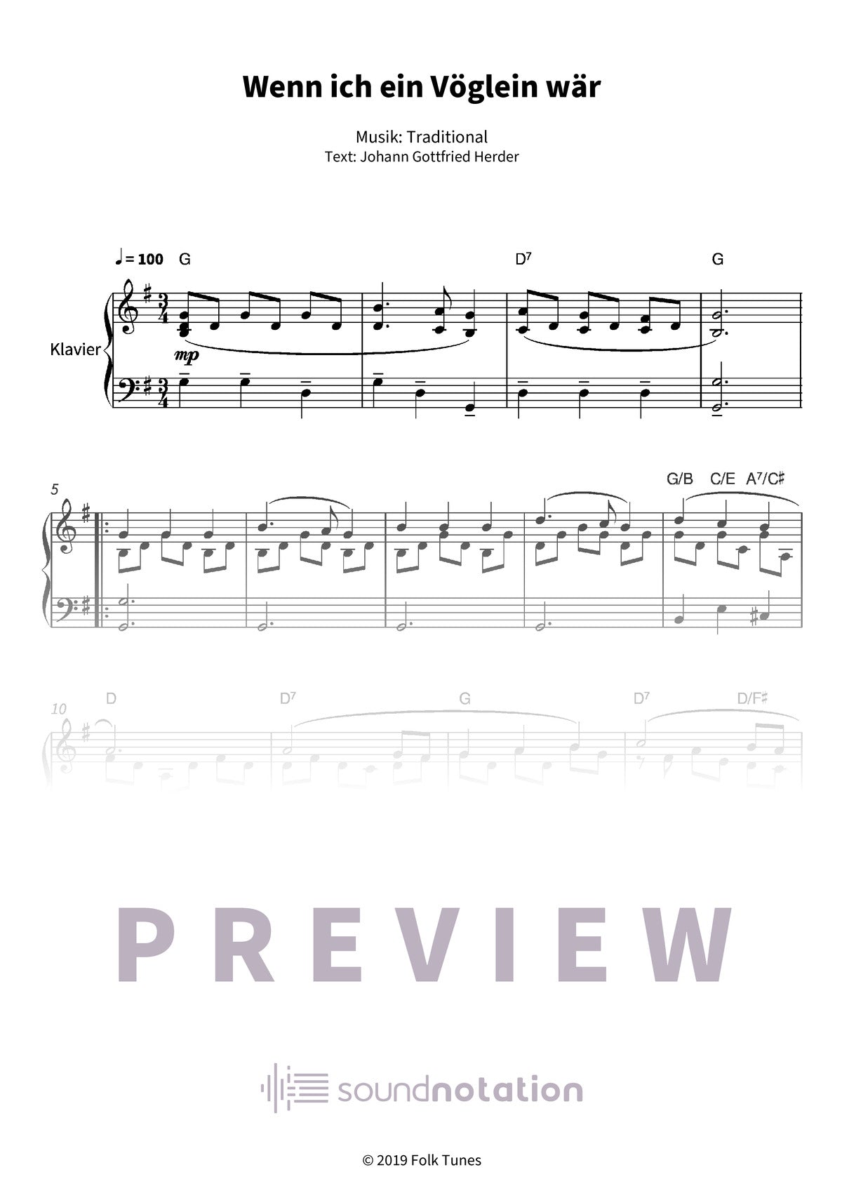 Wenn ich ein Vöglein wär - Preview Page 1