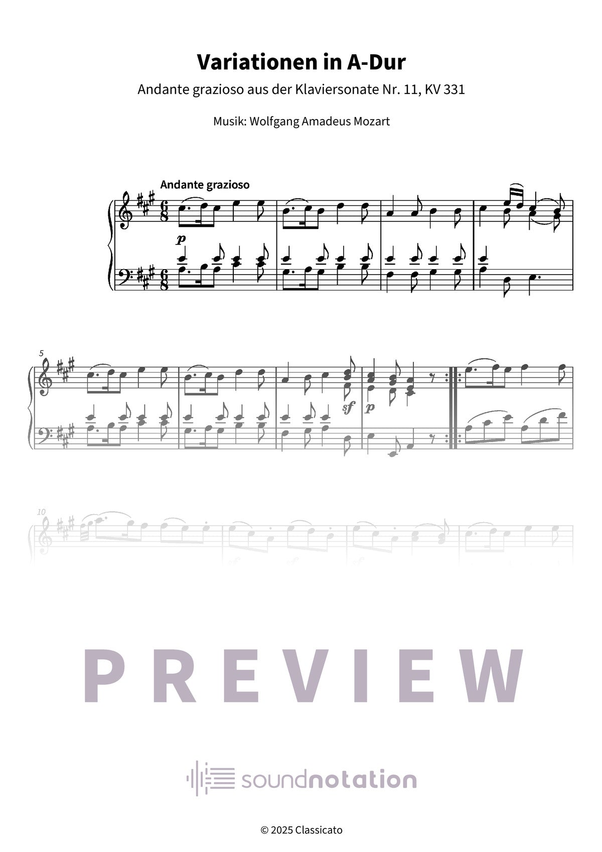 Variationen in A-Dur - Preview Page 1