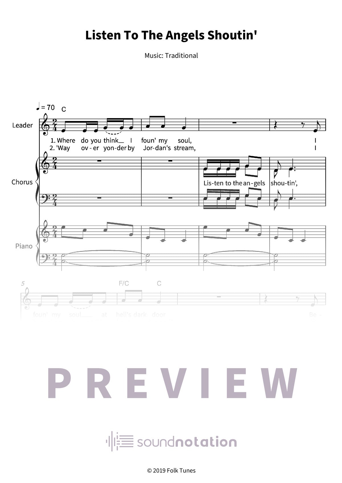 Listen To The Angels Shoutin' - Preview Page 1