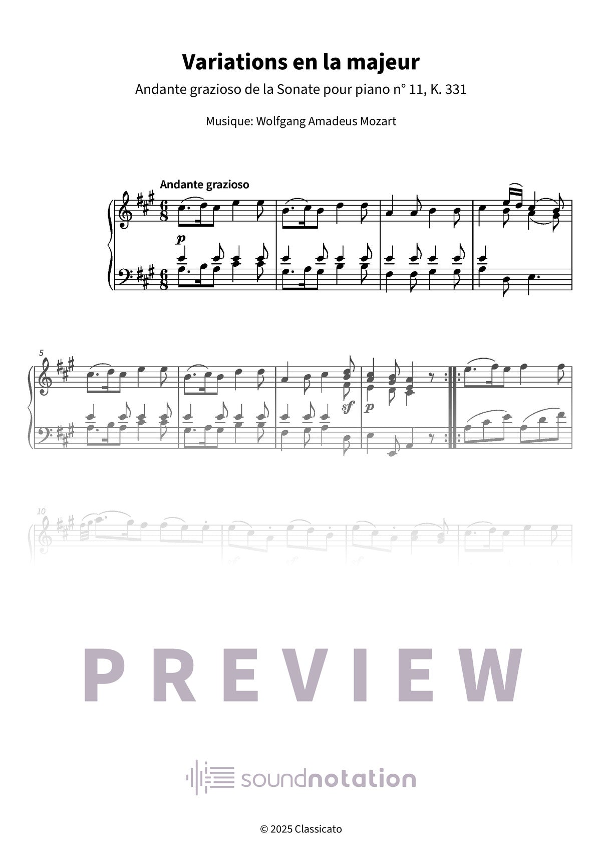 Variations en la majeur - Preview Page 1