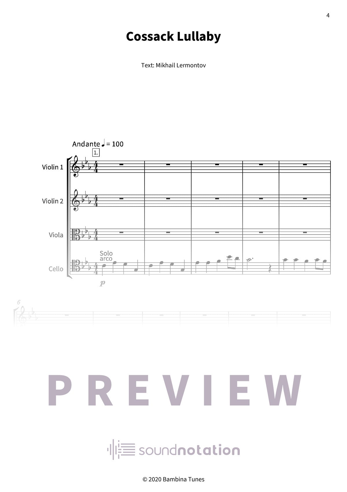 Cossack Lullaby - Preview Page 1