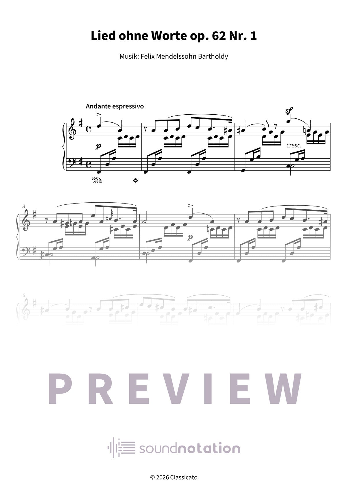 Lied ohne Worte op. 62 Nr. 1 - Preview Page 1