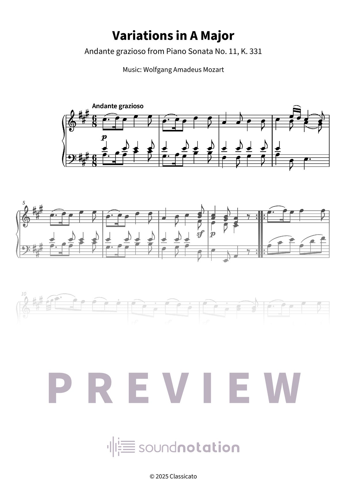 Variations in A Major - Preview Page 1