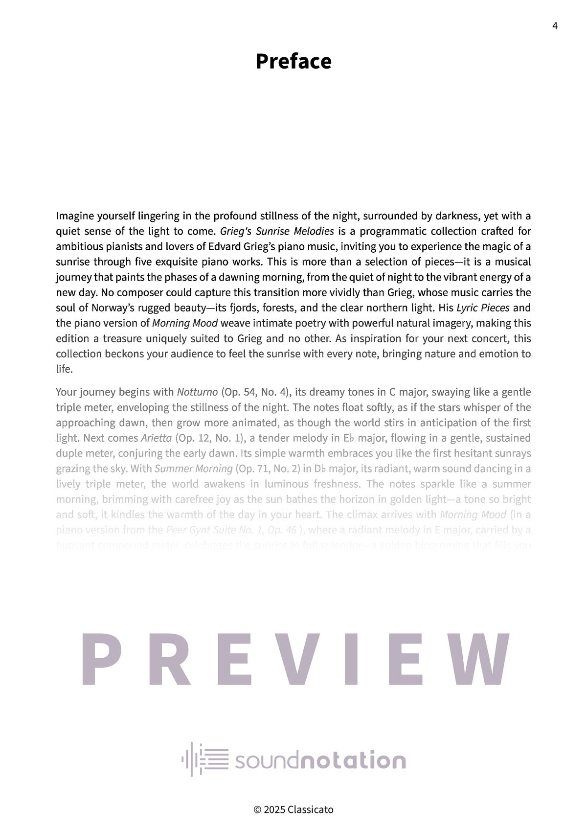 Grieg's Sunrise Melodies - Preview Page 1