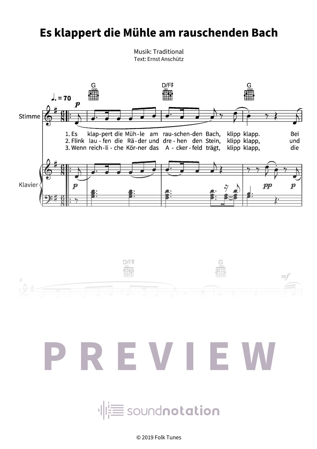 Es klappert die Mühle am rauschenden Bach - Preview Page 1