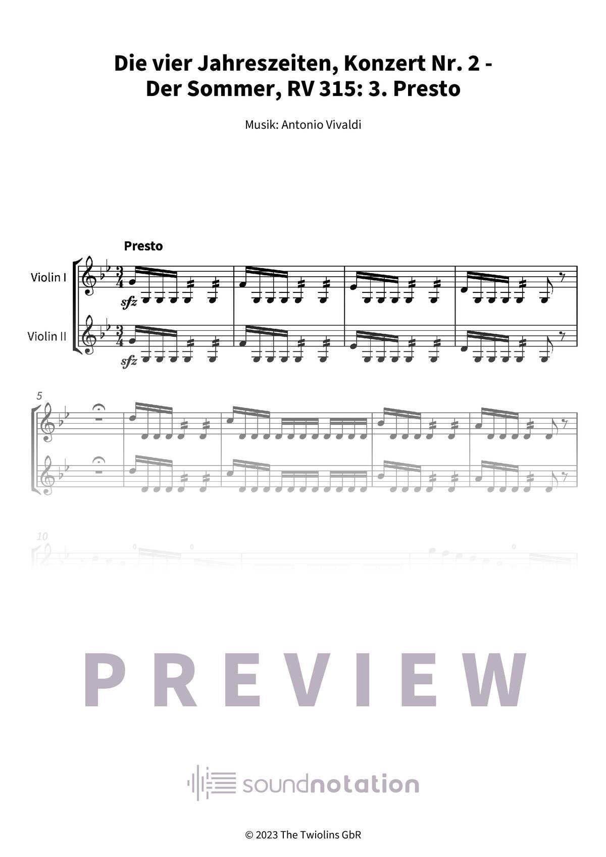 Die vier Jahreszeiten, Konzert Nr. 2 - Der Sommer - Preview Page 1