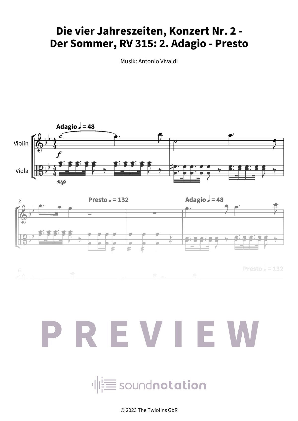Die vier Jahreszeiten, Konzert Nr. 2 - Der Sommer - Preview Page 1