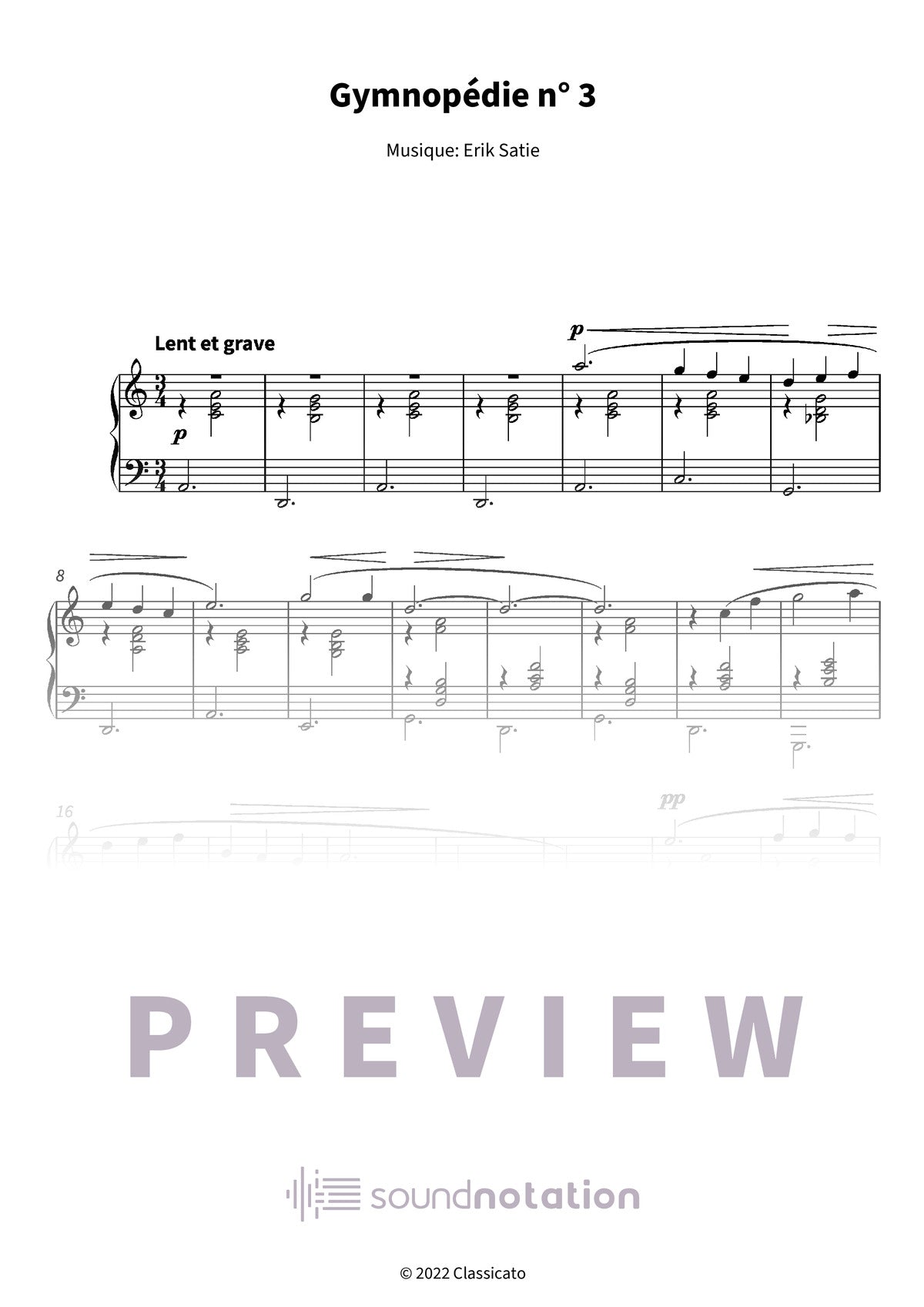 Gymnopédie n° 3 - Preview Page 1