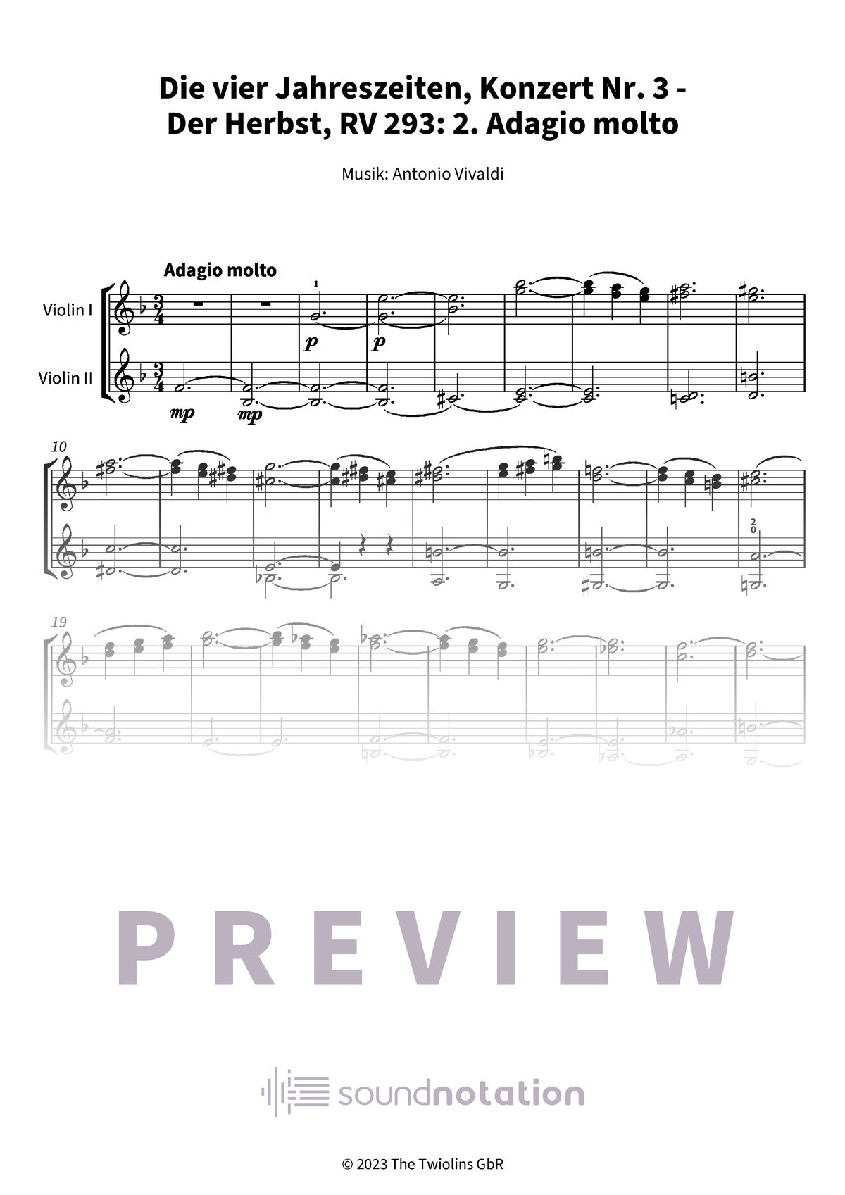 Die vier Jahreszeiten, Konzert Nr. 3 - Der Herbst - Preview Page 1