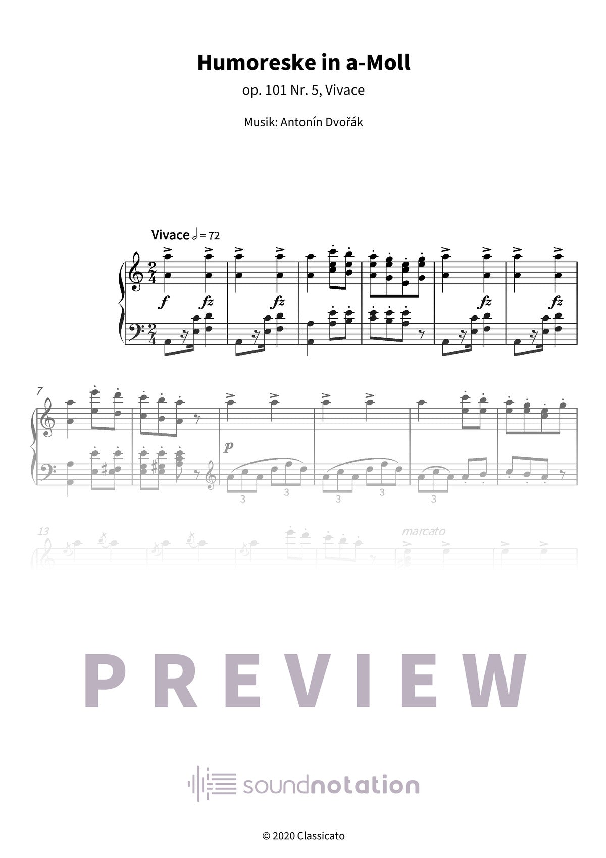 Humoreske in a-Moll - Preview Page 1