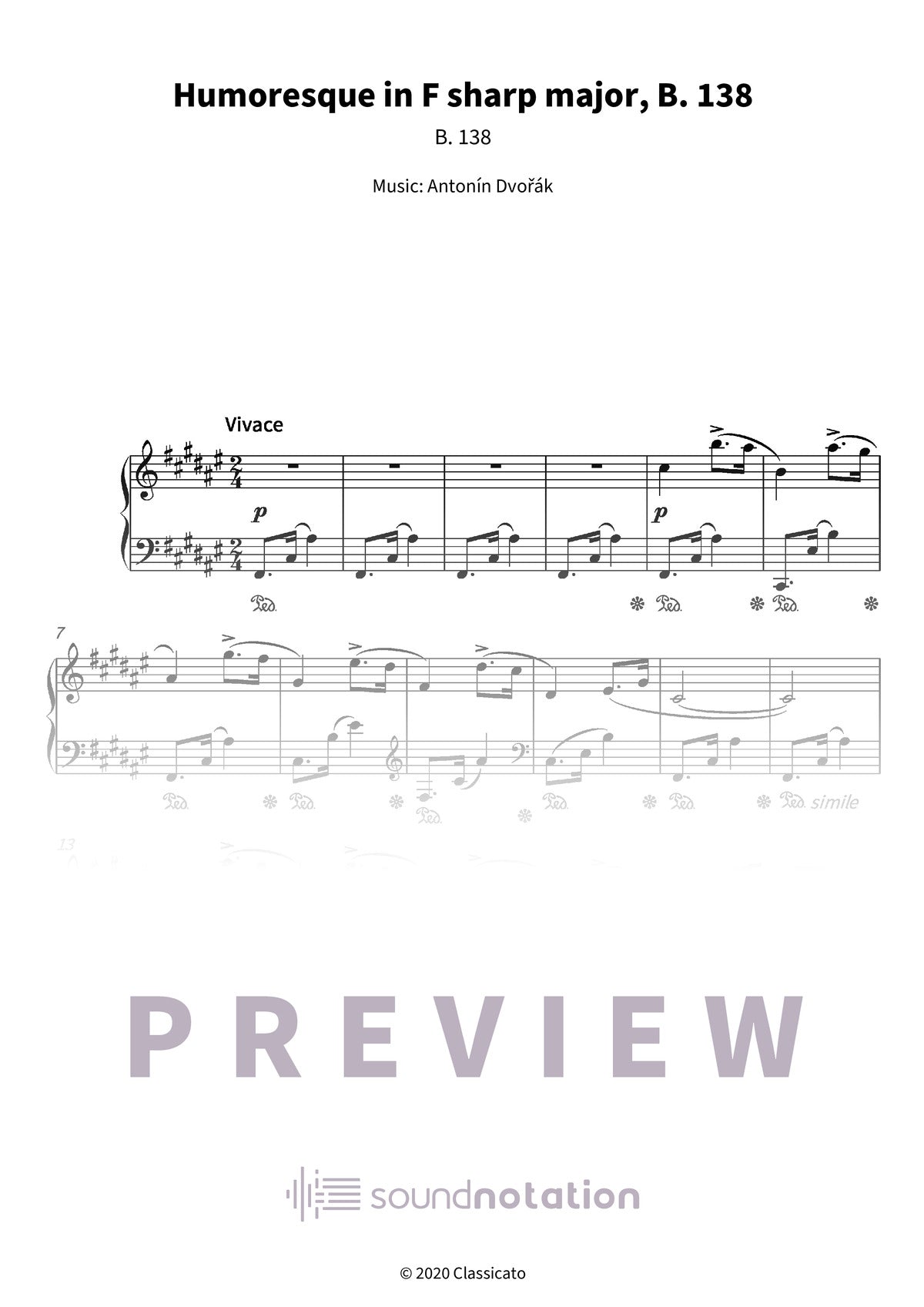 Humoresque in F sharp major - Preview Page 1