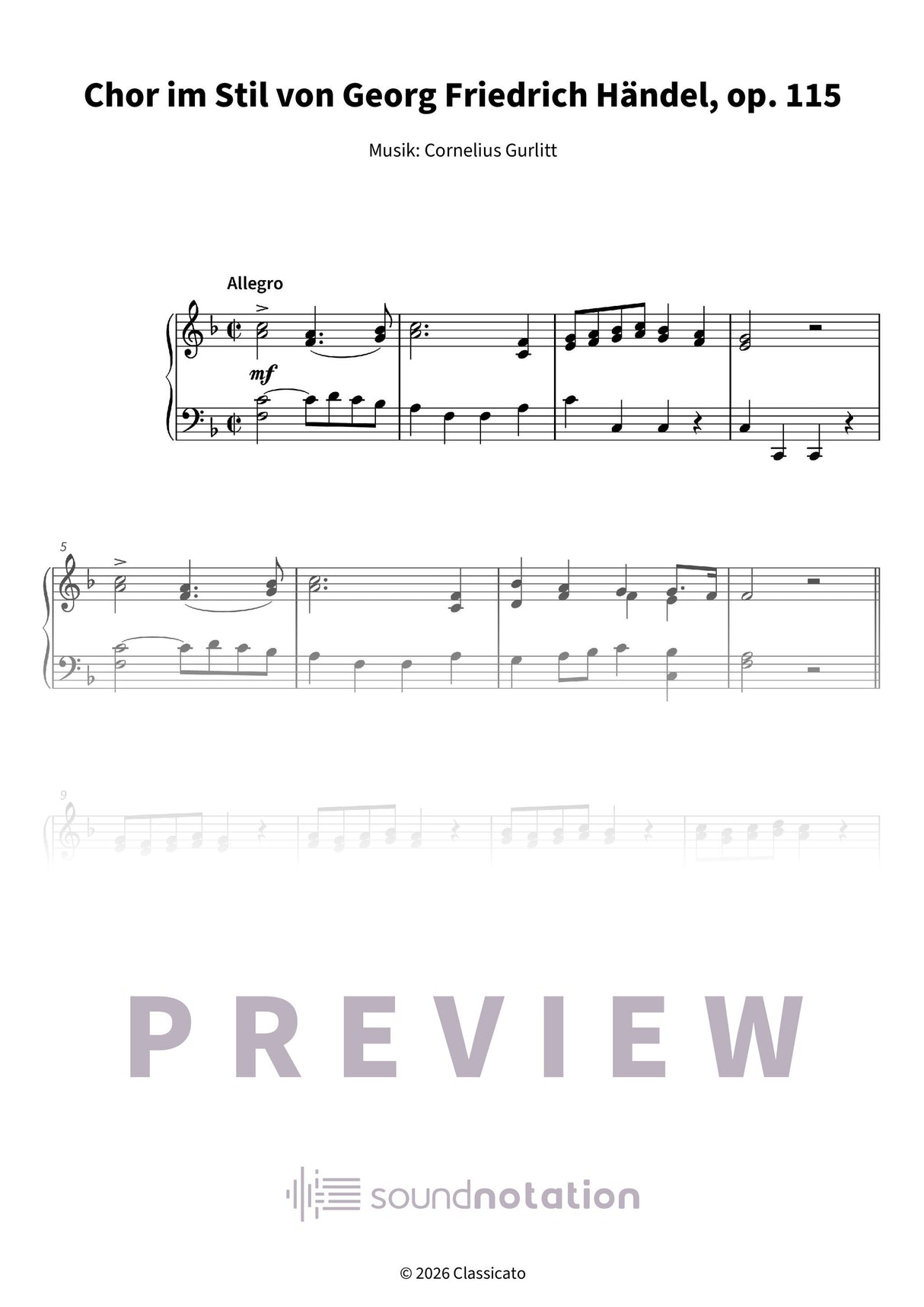 Chor im Händel-Stil über „Ach du lieber Augustin“ - Preview Page 1