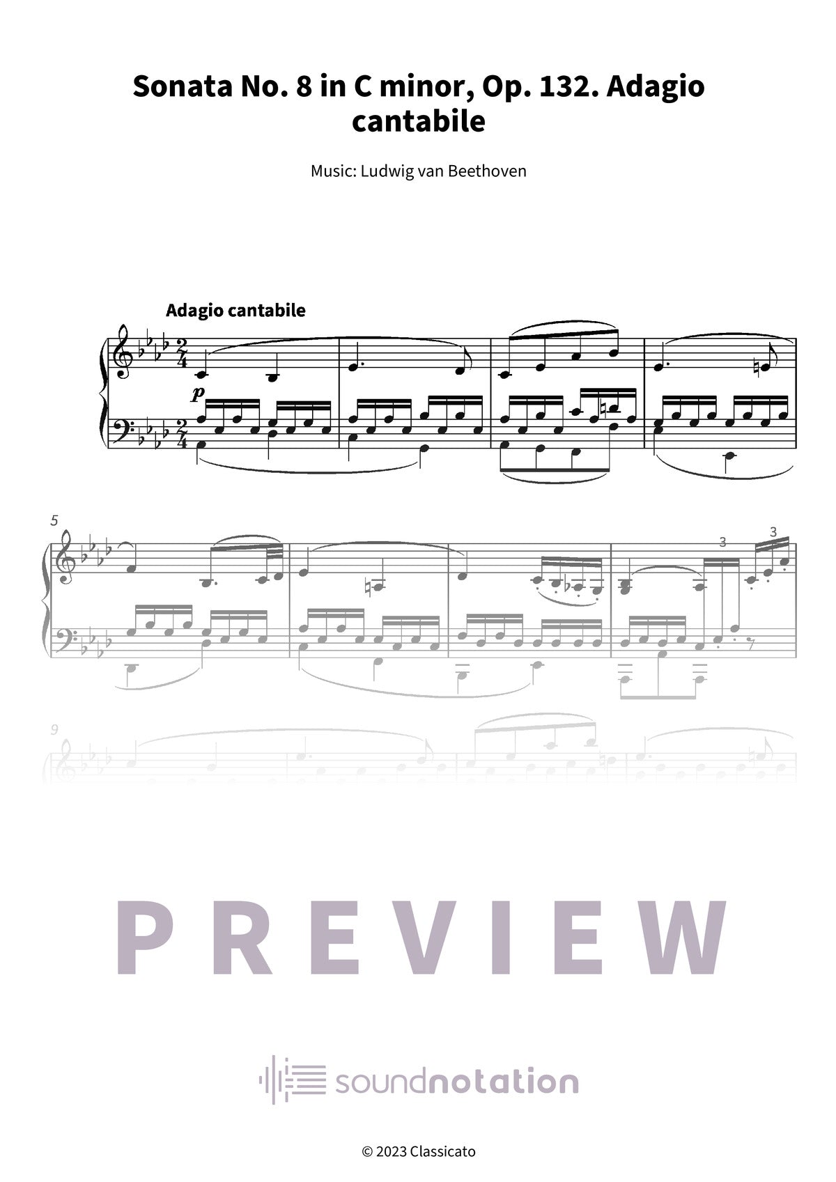 Adagio cantabile from Grande Sonate Pathétique - Preview Page 1