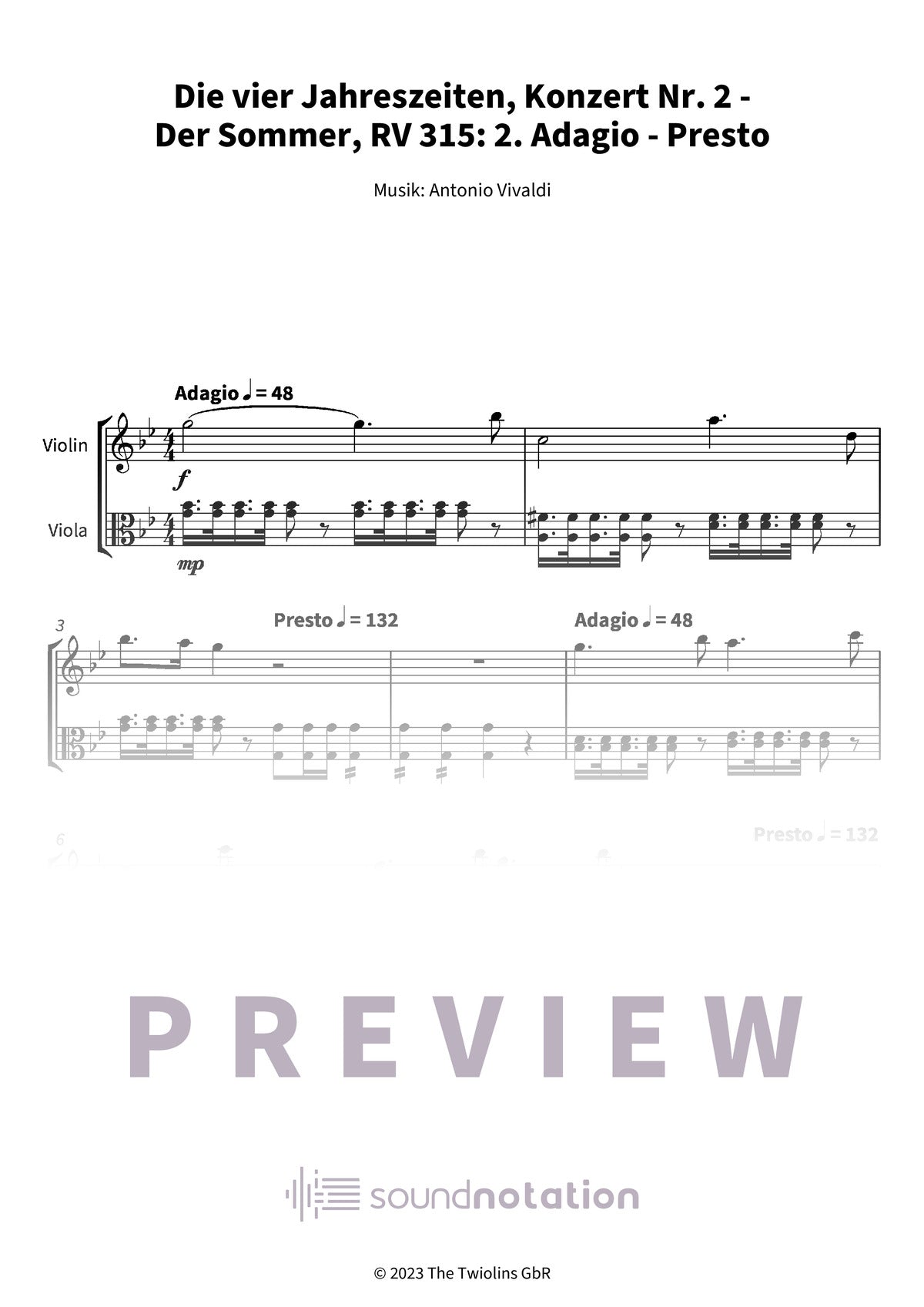 Die vier Jahreszeiten, Konzert Nr. 2 - Der Sommer - Preview Page 1