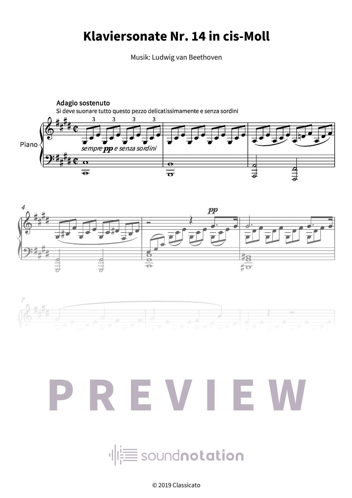 Klaviersonate Nr. 14 in cis-Moll - Preview Page 1