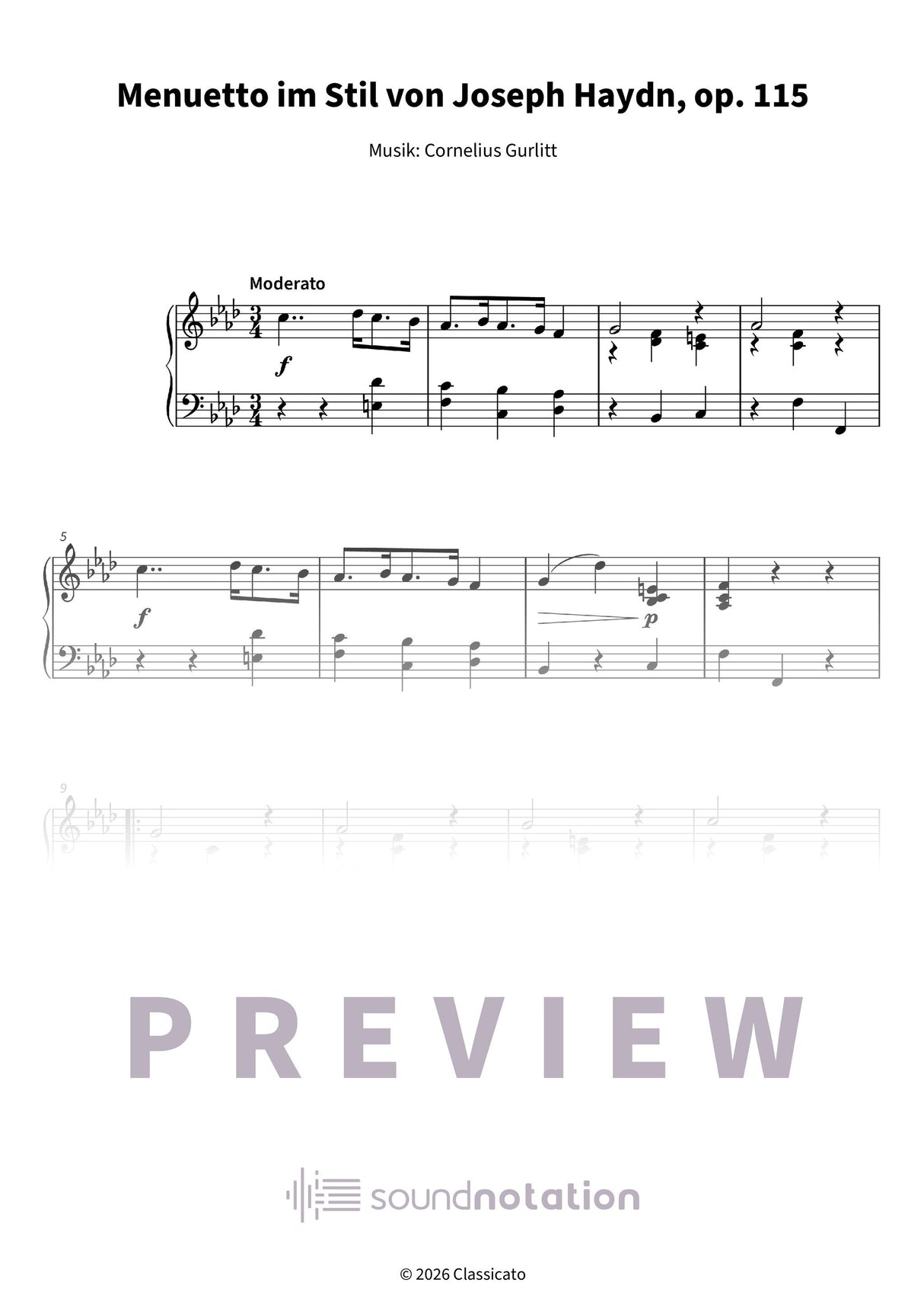 Menuetto im Stil Haydns über „Ach du lieber Augustin“ - Preview Page 1