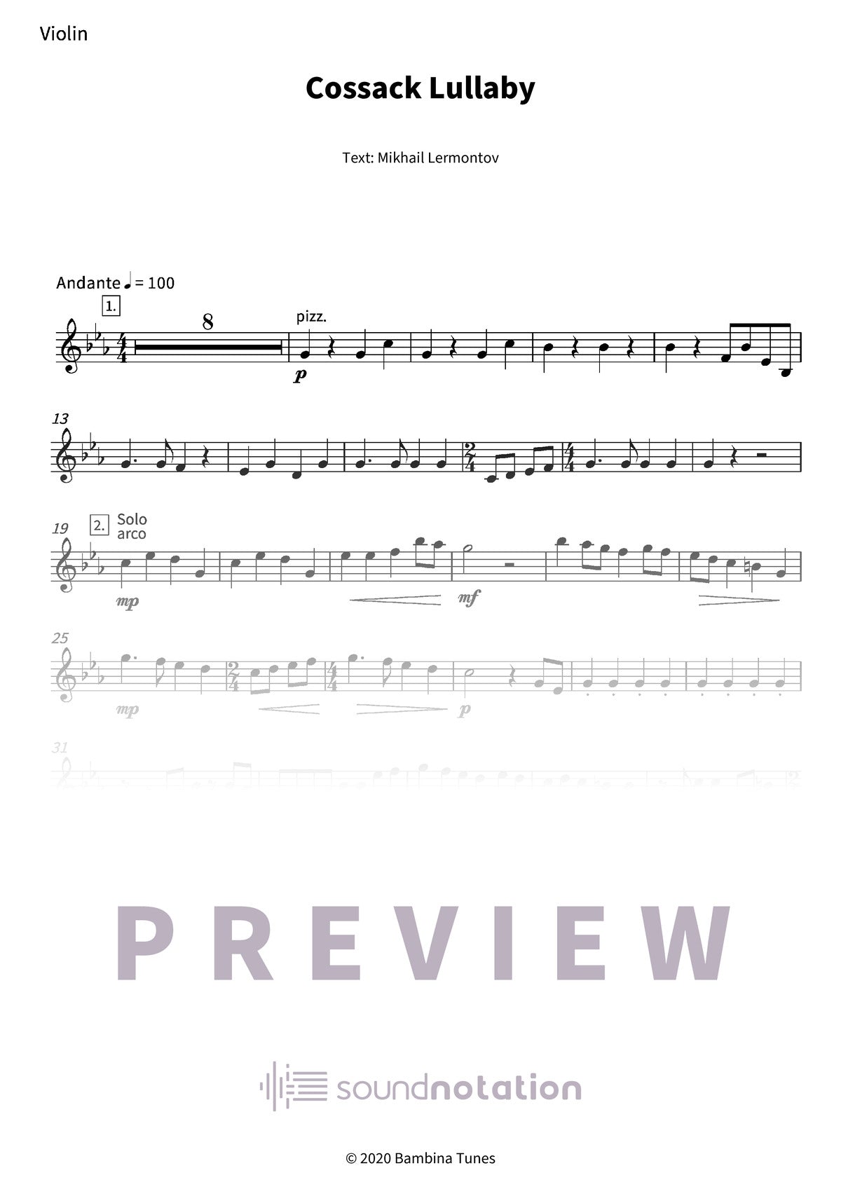 Cossack Lullaby - Preview Page 1