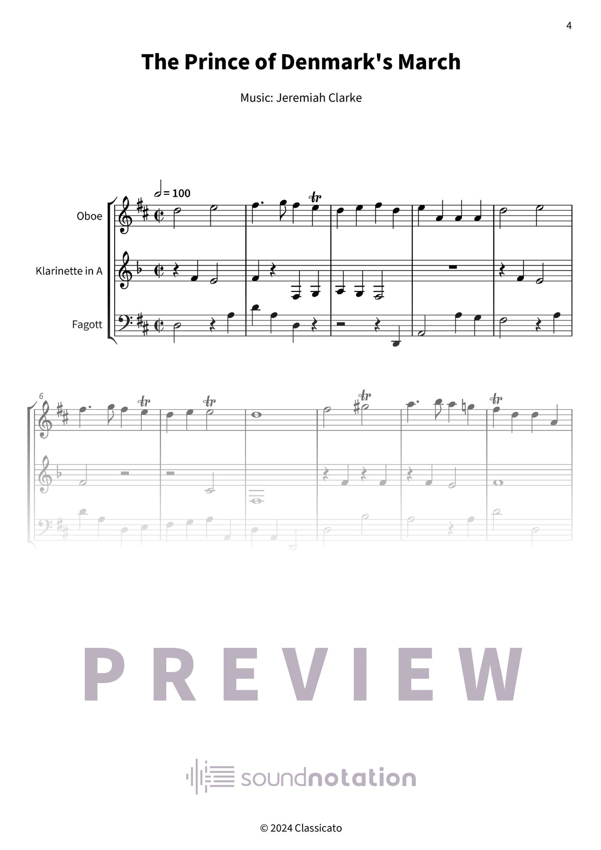 The Prince of Denmark's March - Preview Page 1