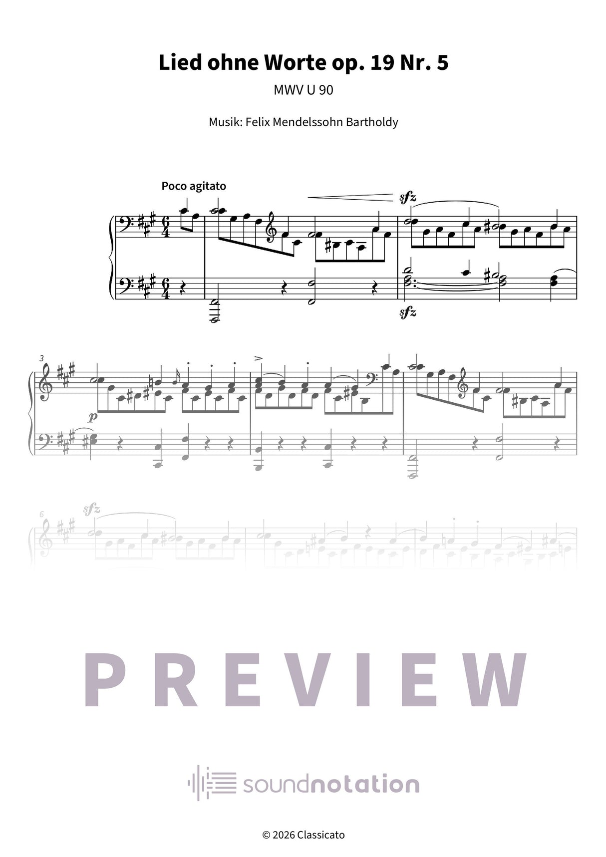 Lied ohne Worte op. 19 Nr. 5 - Preview Page 1