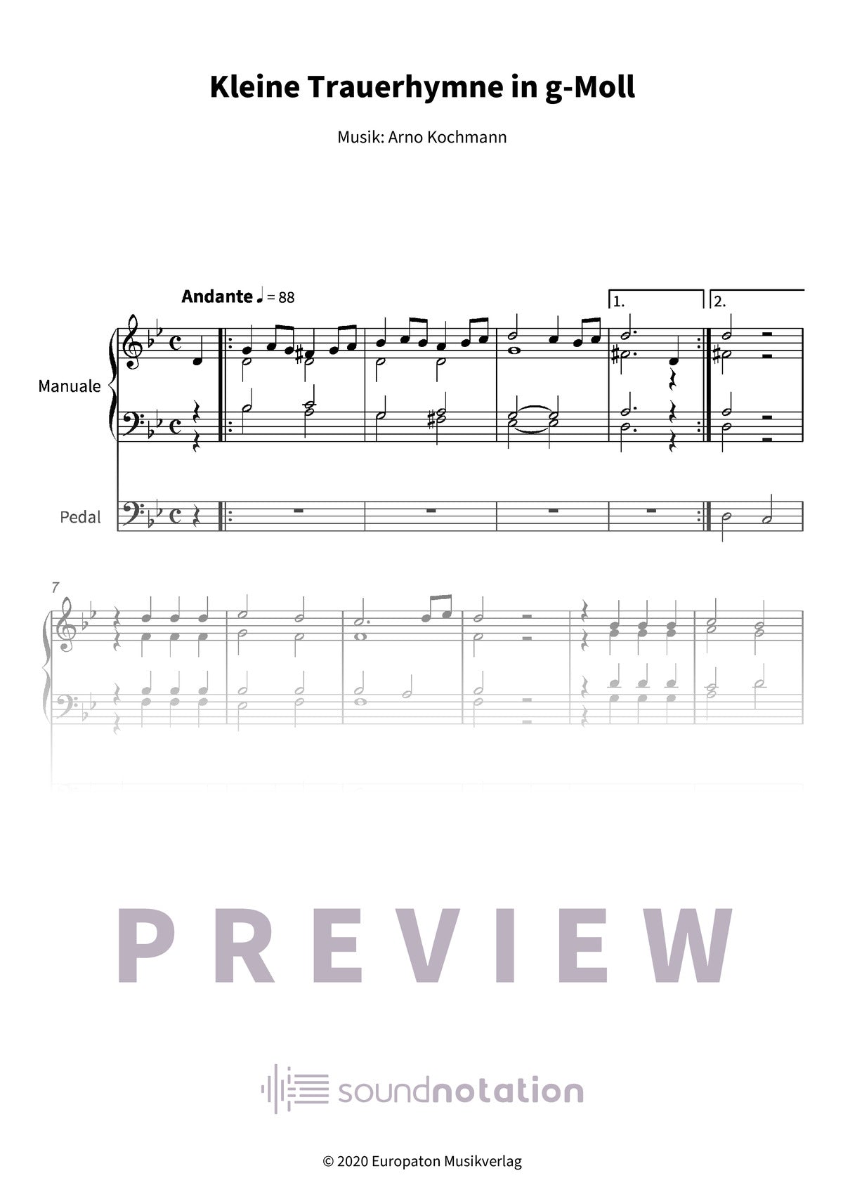Kleine Trauerhymne in g-Moll - Preview Page 1