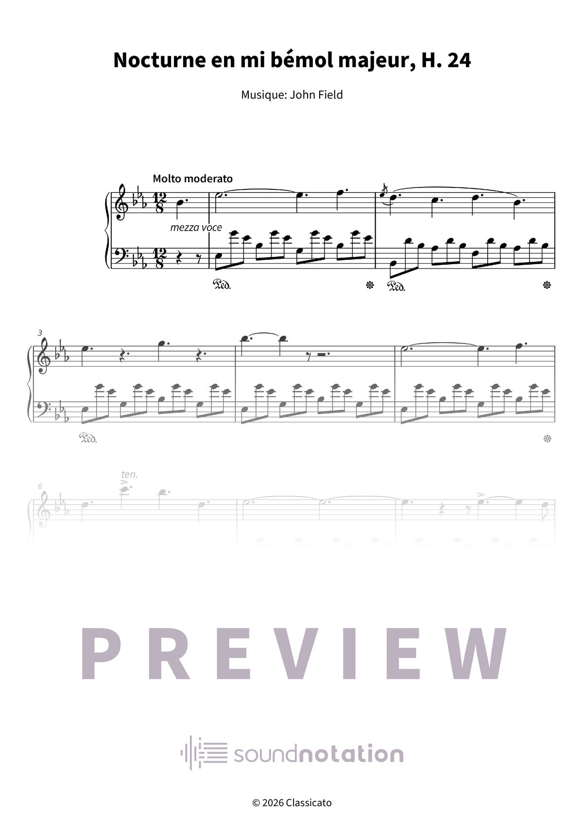 Nocturne en mi bémol majeur, H. 24 - Preview Page 1