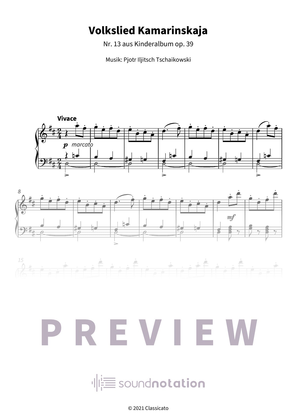Volkslied Kamarinskaja - Preview Page 1
