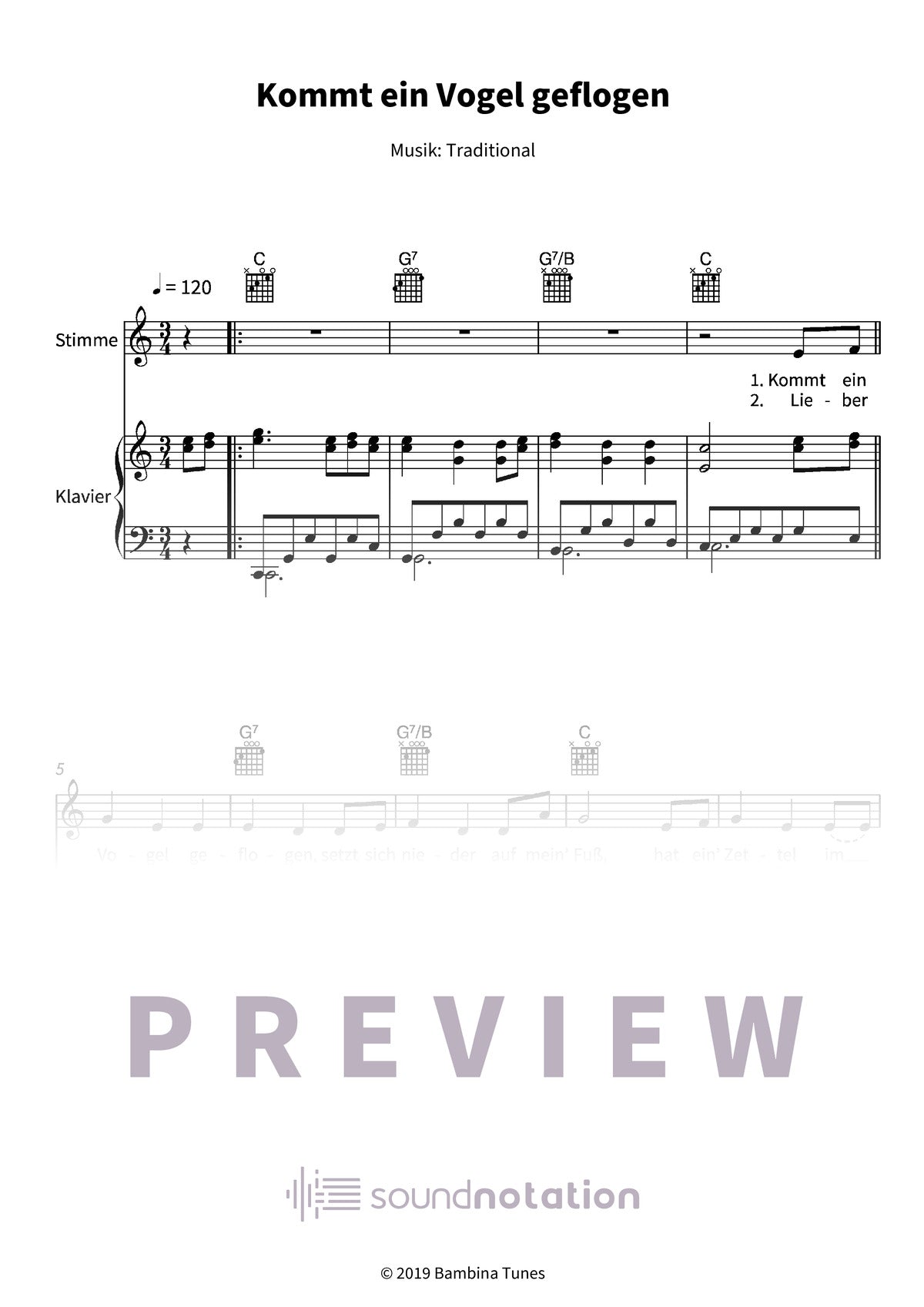 Kommt ein Vogel geflogen - Preview Page 1