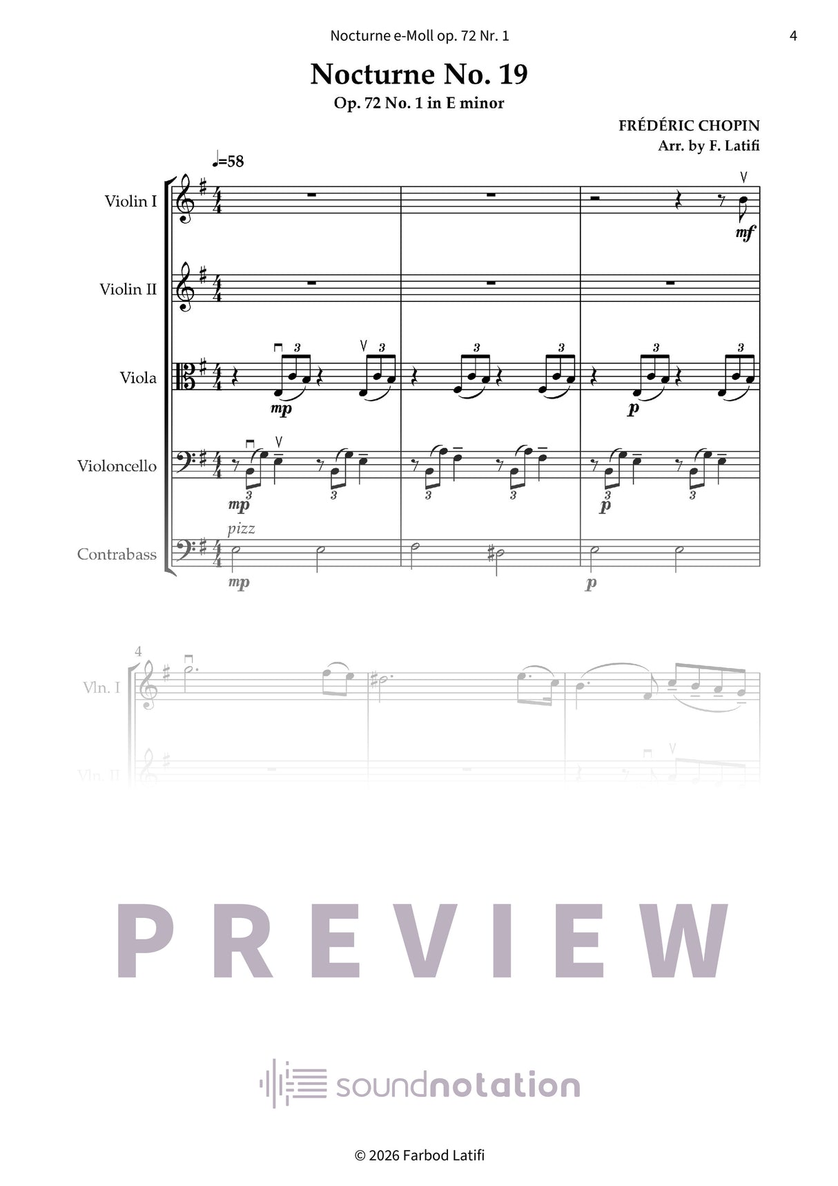 Nocturne e-Moll, op. 72 Nr. 1 - Preview Page 1