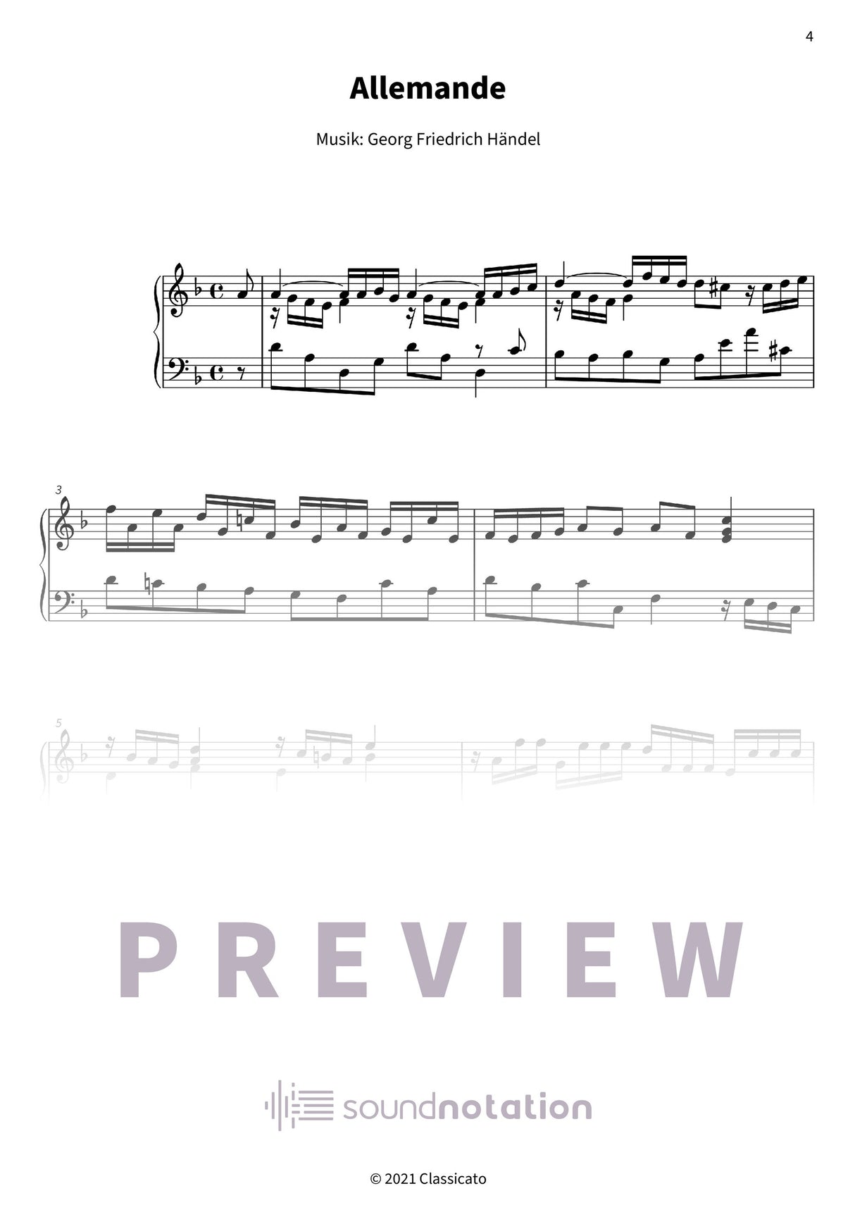 Suite Nr. 4 d-Moll HWV 437 - Preview Page 1
