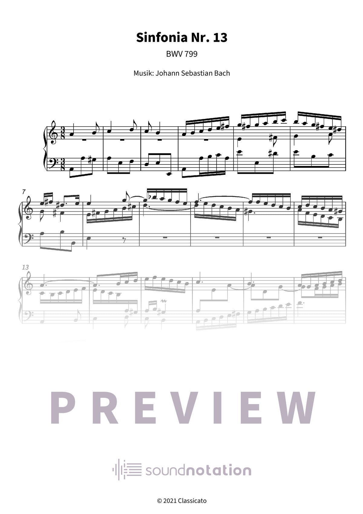 Sinfonia Nr. 13 - Preview Page 1