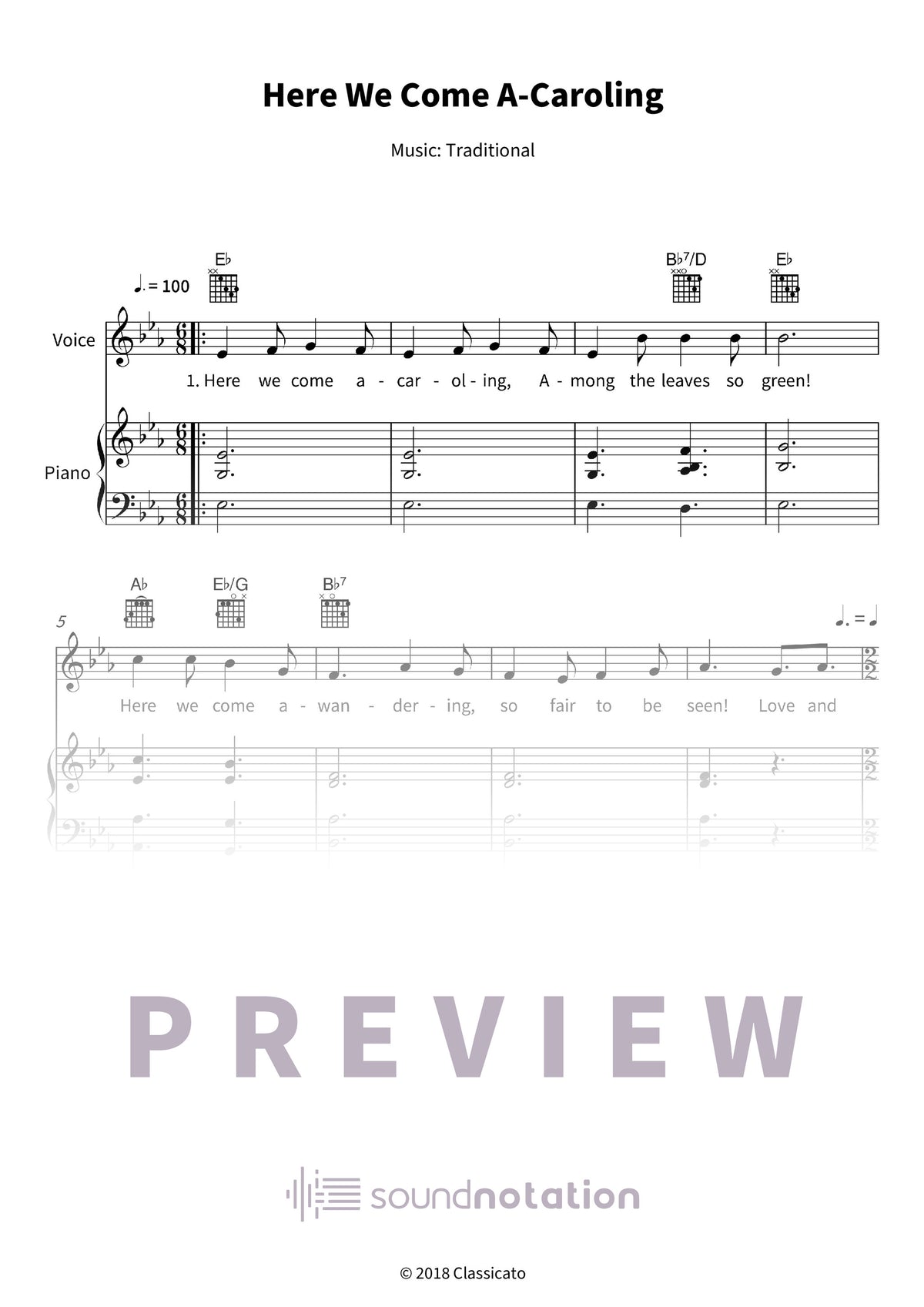 Here We Come A-Caroling - Preview Page 1