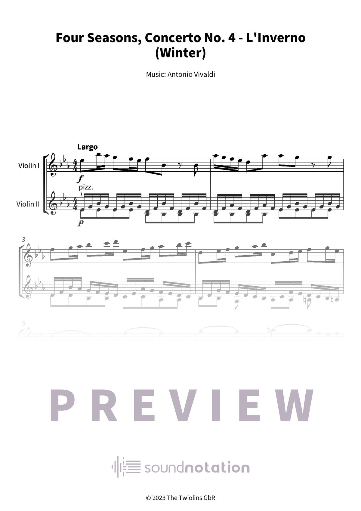 Four Seasons, Concerto No. 4 - L'Inverno (Winter) - Preview Page 1