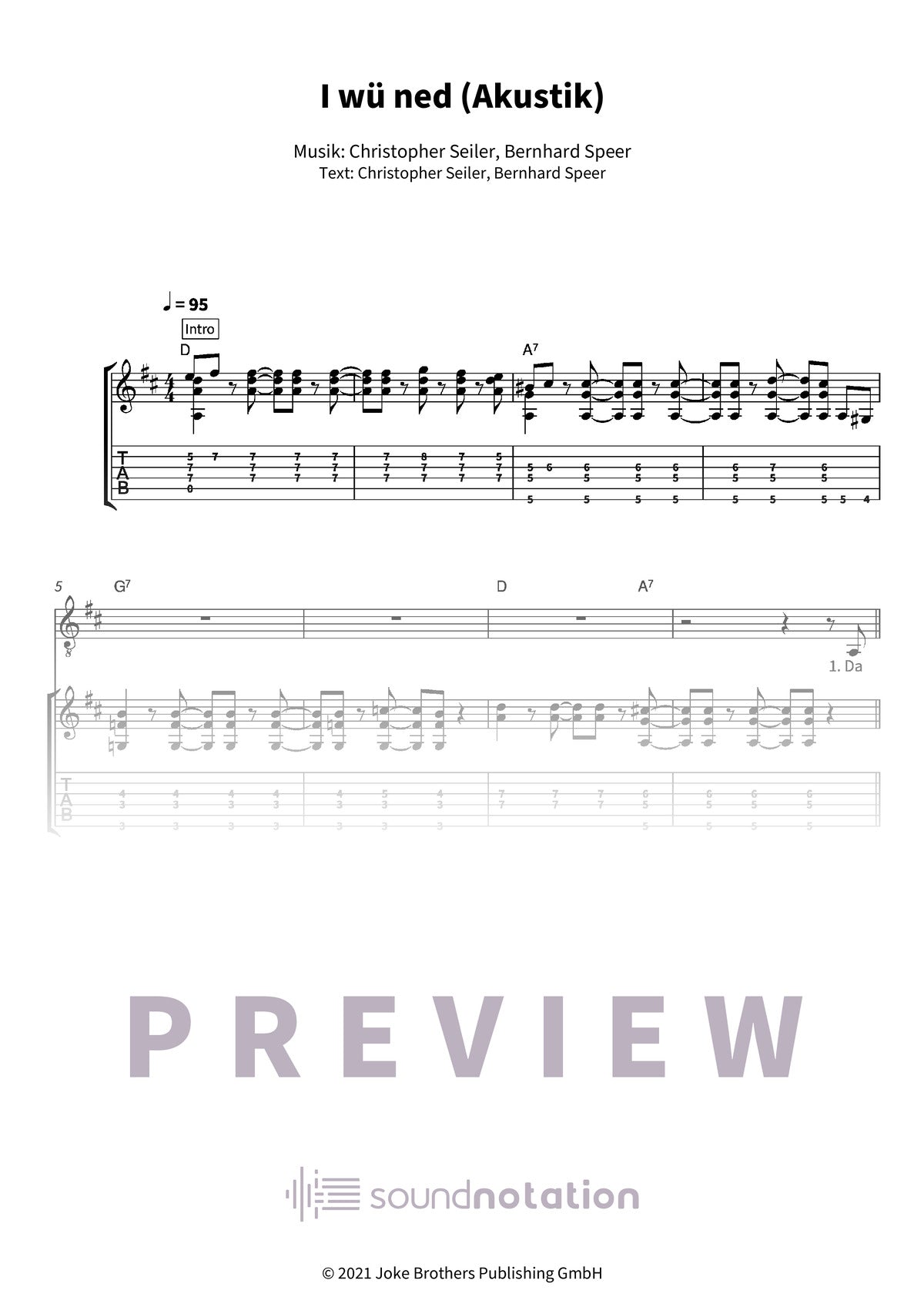 I wü ned (Akustik) - Preview Page 1