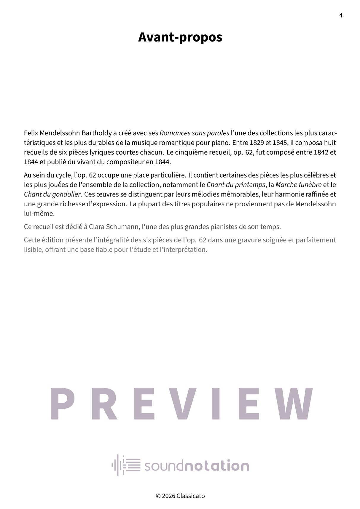 Romances sans paroles op. 62 - Preview Page 1
