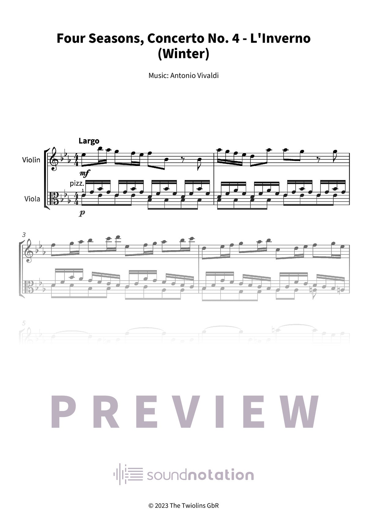 Four Seasons, Concerto No. 4 - L'Inverno (Winter) - Preview Page 1