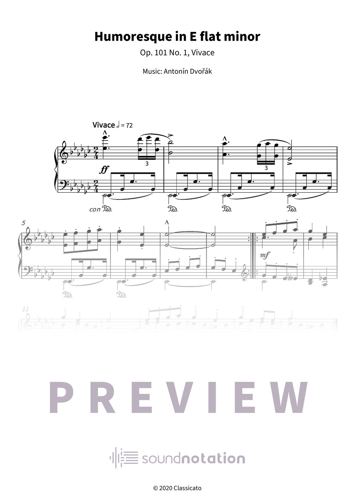 Humoresque in E flat minor - Preview Page 1