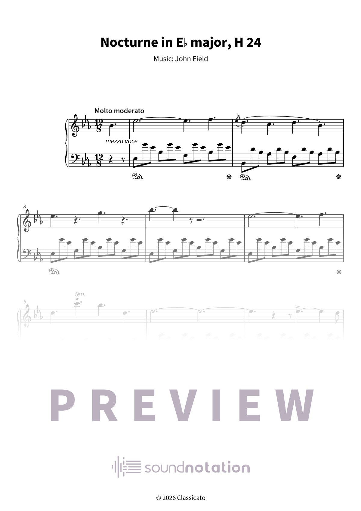 Nocturne in E-flat major, H. 24 - Preview Page 1