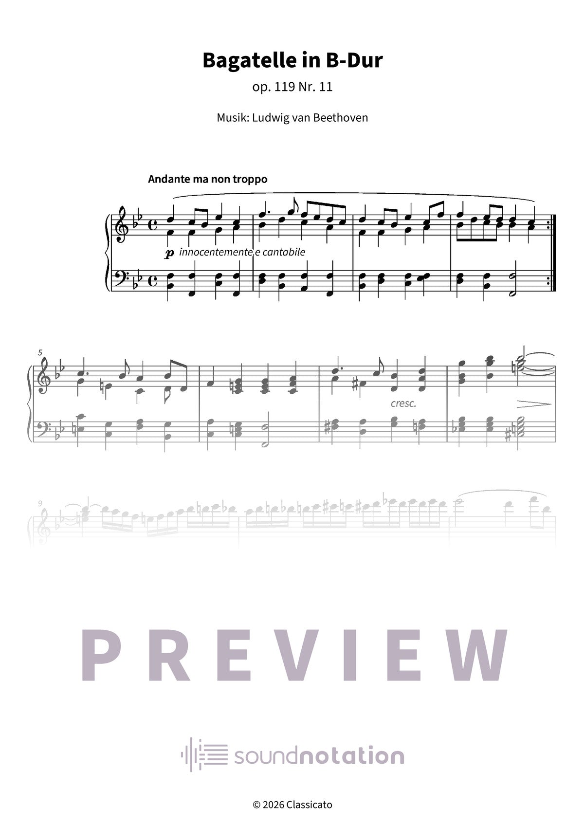 Bagatelle in B-Dur - Preview Page 1