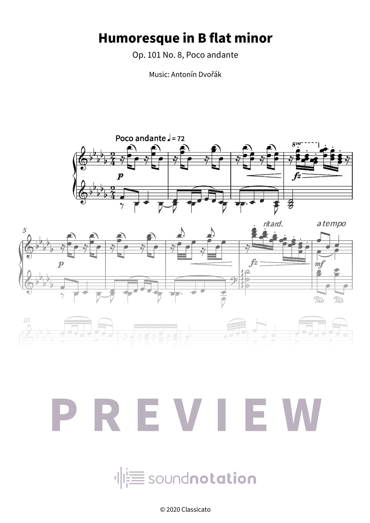 Humoresque in B flat minor - Preview Page 1