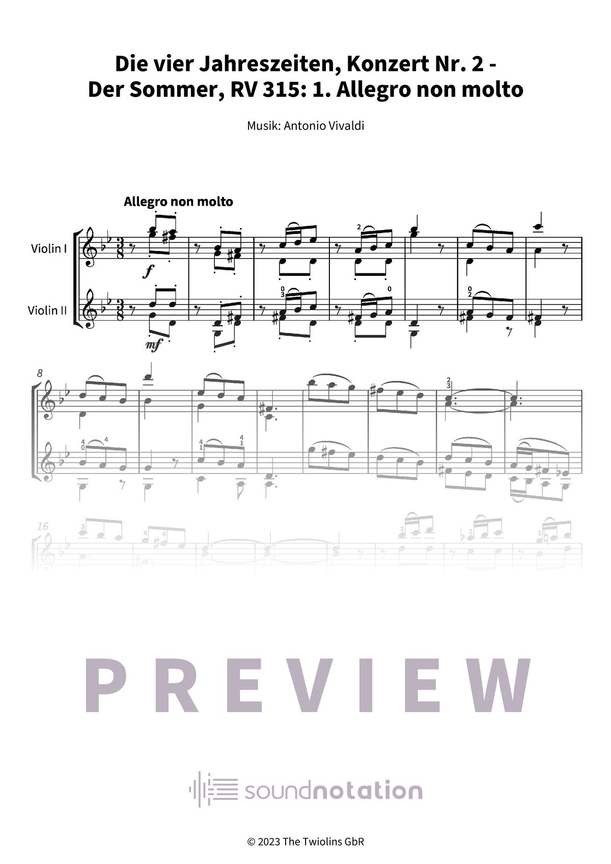 Die vier Jahreszeiten, Konzert Nr. 2 - Der Sommer - Preview Page 1