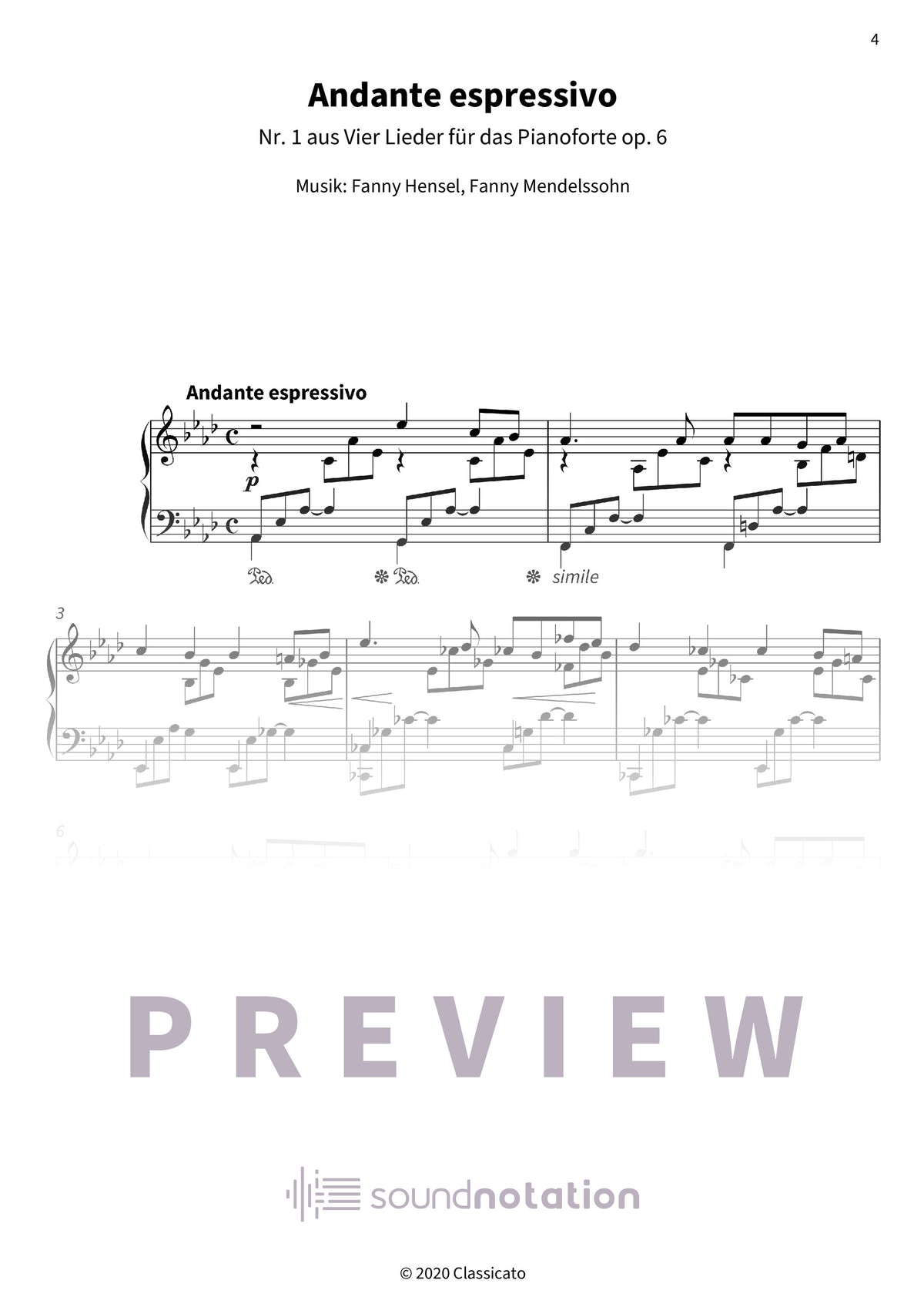 Vier Lieder für das Pianoforte op. 6 - Preview Page 1
