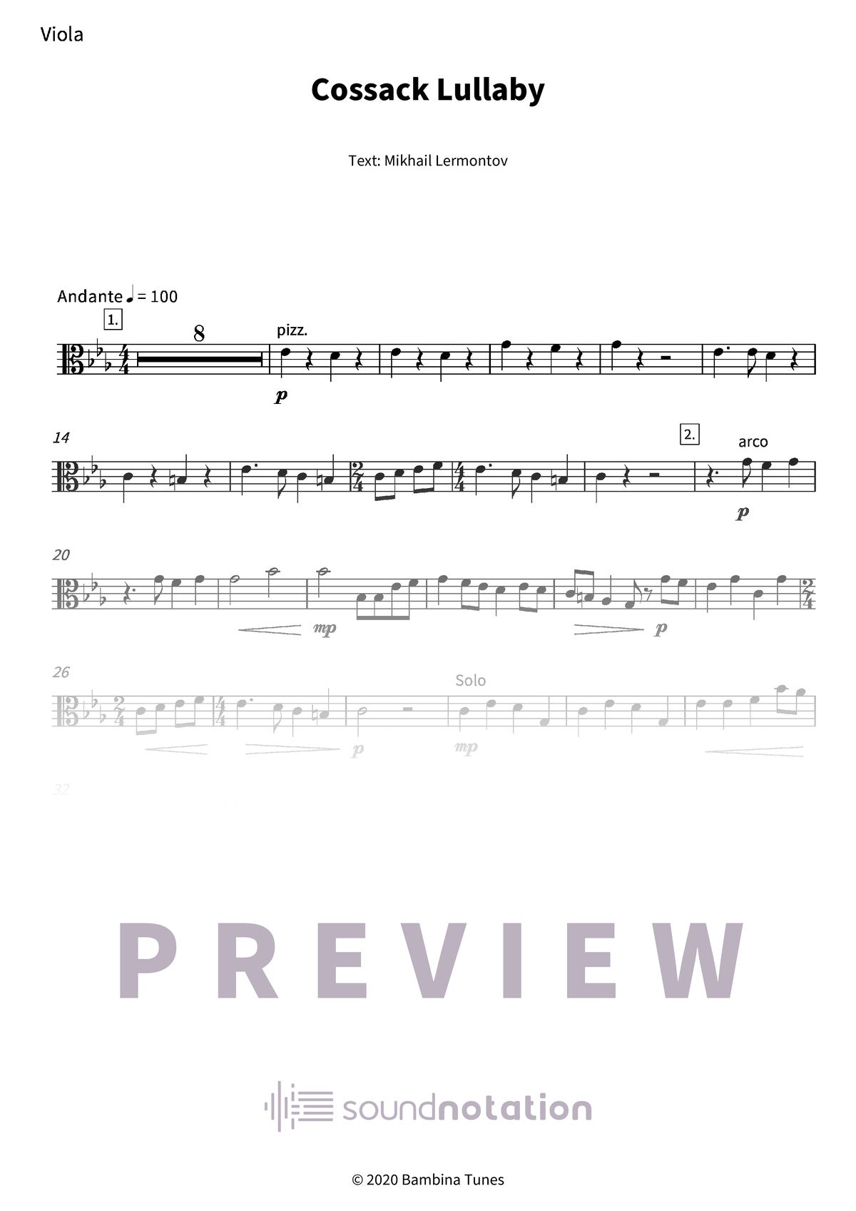 Cossack Lullaby - Preview Page 1
